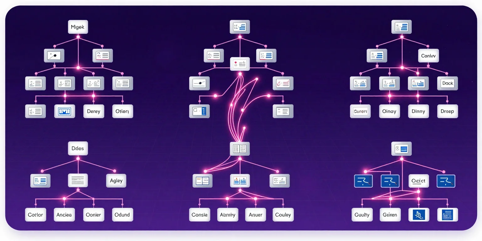 Abstract neon flowchart infographic representing the interconnected legal frameworks governing AI marketing liability
